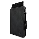 CARD Nine® Clip Wallet mit RFID-Schutz - Geldbeutel für Karten und Scheine - Smart Wallet mit Geldklammer - Slim Kartenetui - Geldbörse mit Cash Clip - Portmonnaie (Schwarz, Mit Münzfach)