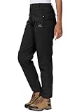 YSENTO Damen Softshellhose Winter Wanderhose Skihose wasserdichte Warm Gefüttert Thermohose Outdoorhose Trekkinghose(Schwarz,XL)