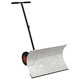 WIFESE Schneeschaufel mit Rädern 74x46 cm cm Schneefräsen Schneepflug Schneeschild Schneeschieber Schneefräse Snow Shovel Schnee Räumschild Schneeräumer Höhenverstellbare Verzinktes Metall Silber