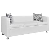 Hommdiy 3-Sitzer-Sofa Couch Loungesofa Relaxsofa Relaxcouch Kunstleder Weiß