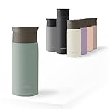 eppikan eppiToGo Edelstahl Thermobecher- Isolierbecher, Kaffee-to-go Becher, 350 ml, 500 ml Travel Mug, Autobecher, auslaufsicher mit hygienischer 360°-Trinköffnung (Powder Green, 350 ml)
