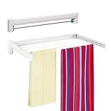 Vonia Wandtrockner 70 x 37 cm - Wandtrockengestell - Trockenlänge 4 m - Wäscheständer Wandmontiert - Weiß