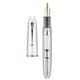 ASVINE Jinhao 9019 Füllfederhalter, Dadao Serie #8, mittlere Feder, transparenter Acrylschaft mit goldenem Clip, großer Schreibstift