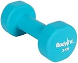 Bodyline Hantel aus Gusseisen mit Neoprenüberzug 3 kg – stoßfest und rutschfest – einzeln – Fitnessstudio und HomeGym, Himmelblau