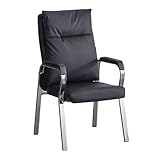 Chefsessel aus Kunstleder, für Empfang, Wartezimmer, Sitzgelegenheit, extra breit, mittlere Rückenlehne, Meeting-Schreibtischstühle für moderne Arbeitsbereiche, Schwarz
