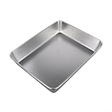 Niceminiwall Rechteckiges Serviertablett aus Edelstahl für Küche und Esszimmer, robuster Metall-Speiseteller mit tiefen Kanten, Spiegel-Finish, vielseitig einsetzbar für Mahlzeiten, Snacks (30 x 25 x