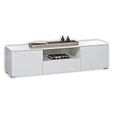 SPICE TV-Lowboard in Hochglanz Weiß - Modernes TV-Board mit viel Stauraum für Ihren Wohnbereich - 165 x 42 x 40 cm (B/H/T)