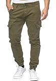 Indicode Herren August Cargohose aus Baumwolle mit 6 Taschen | Cargo Chino Hose f. Männer Army, L