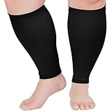 PUTUO Wadenbandage Kompressionsstulpen für Damen Herren: Dicke Waden Kompressionsstrümpfe ohne Fuß – Kompressionsbandage in Übergröße gegen Schwellungen Krampfadern Sportermüdung Schwarz 3XL