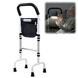Stehhilfe für ältere Erwachsene, Gehhilfe für Senioren, Aufstehhilfe Bett Aufstehhilfe Toilette Aufstehhilfe Sofa für Senioren, Höhenverstellbar, Aufstehhilfen mit Bewegungslicht, Belastbar 136 kg
