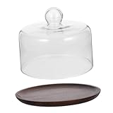 KOCKSHION 1 Satz Kuchenglasabdeckung Abgedeckter Brotteller Tablett Mit Glaskuppel Kuchenstand Tortenständer Mit Deckel Kuchenständer Aus Holz Kuchenblech Mit Deckel Kuchenhalter Glas + Holz