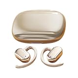 Clip Earbuds, Kabellose Open-Ear-Kopfhörer mit sicherem Sitz, lange Akkulaufzeit, Smart Earphones, wasserdichtes Audio für Gaming, Reisen, Arbeit, Erwachsene, Schwarz, Gold, 1 Paar