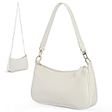 fannos Kleine Handtasche Damen - Handtasche Damen Klein | Abnehmbare Kette und Schulterriemen | PU-Leder, Weiß, Tägliche Nutzung(26x7x15cm)
