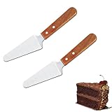 HAJHI Holz Griff Tortenheber Professionell Bäckerei Werkzeuge Edelstahl Dreiecke Kuchenheber Transfer Gebäck Steak Lasagneheber Tragbar Bankette Picknick(2pcs)