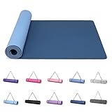 Good Nite Yogamatten Für Frauen Rutschfeste Strukturierte Oberflächen Gymnastikmatte Yoga Matte Dick 6 mm Mit Tragegurt Tpe-Übungsmatte Für Yoga Pilates Gymnastik (183X61cm) (Marine/Blau)