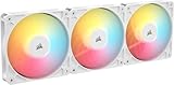 CORSAIR RS120-R ARGB 120-mm-PWM + 5 ARGB-Reverse-Lüfter – Reverse-Rotor, Acht RGB-LEDs, Hoher Statischer Druck, Daisy-Chain-Schaltung, Magnetisches Domlager, Zero-RPM-Modus – Dreierpack – Weiß