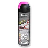 Biodur Markierungsspray Fluoreszierend Acryllack Rot 500ml, Fluoreszenzlack Forstmarkierungsspray, Sprühlack Witterungsbeständig UV-beständig, Sprühdose Lackspray Neon Farbe von Bäumen und Gehwegen