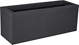 EDA - Balkonkasten Volcania'Up 25 l – Steinoptik – einwandig – Wasserauffangzone – 59 x 19,5 x 22,8 cm – Anthrazitgrau