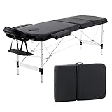 Panana Mobile Massageliege Klappbar 3 Zone, Höhenverstellbare Massagebank Aluminium mit Kopfstütze & Armlehnen und Tragtasche, Massagetisch für Kosmetik, Spa, Salon, Tattoo (Schwarz)