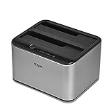 SSK Aluminium-Festplatten-Dockingstation, USB 3.0 zu SATA Dual Bay Externer HDD Dock Caddy Reader für 2,5 & 3,5 Zoll SATA HDD SSD, mit UASP Offline Cloner/Duplicator Funktion (2x20 TB unterstützt)