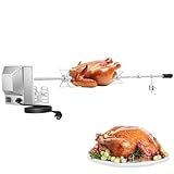 Universelles Grillspieß-Set,2xSpießnadeln und Motor aus Edelstahl,90cm,220V-240V,tragbarer Grill für bequemes Grillen BBQ für Rotisserie und Gasgrill