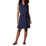 Amazon Essentials Damen Ärmelloses gewebtes Hemdkleid mit lockerer Passform, Marineblau, L