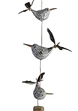 ART-CRAFT Möwen-Windspiel mit Feder Propeller mit 3 Deko Möwen Holz Tierfiguren als Maritime deko, Balkon-deko oder als Garten-Dekoration