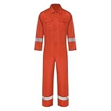 ranrann Overall Herren Arbeitskleidung Baumwolle Arbeitsanzug Schutzanzug mit Tasche Männer Uniform Arbeitsoverall Orange L