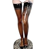 SMGZC Damen Sexy Latex Overknee Strümpfe Latex Stocking Kniestrümpfe Wetlook für Cosplay Party Club Kleidung (L)