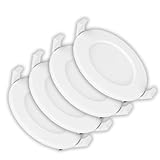 LUXULA 4x Einbaustrahler LED Spots 230V - Warmweiß Neutralweiß Kaltweiß einstellbar - 24W 2565lm CCT Deckenspots flach Deckenstrahler Spotlight - matt weiß rund - 240x32mm