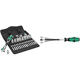 Wera Zyklop Speed-Knarrensatz 8100 SA 6, 1/4 Zoll-Antrieb, metrisch, 28-teilig, 05004016001 & 05028160001 392 Bit-Handhalter mit flexiblem Schaft, 1/4 Zoll x 177 mm