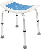 KARAT Duschhocker - höhenverstellbarer Duschstuhl 37,5-49,5cm - belastbar bis 136kg - Duschsitz rutschfest & stabil - Badewannenhocker - Anti-Rutsch-Gummifüße Badsitz Badstuhl (ohne Querverstrebungen)