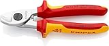 KNIPEX Kabelschere, 165 mm, VDE, für Cu- und AI-Kabel bis 15 mm (50 mm²), Einhandbedienung, Kabelschneider, 95 16 165