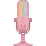 Razer Seiren V3 Chroma - RGB USB-Mikrofon - Supernieren Kondensator-Mikrofon mit Tap-to-Mute (Reaktive Beleuchtung, Digitaler Verstärkungsbegrenzer und integrierter Schockdämpfer) Quartz