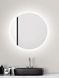 Talos LED Badspiegel rund Ø 60 cm - Badezimmer Wandspiegel mit Beleuchtung - feuchtraumgeeignet durch Aluminiumkorpus - Lichtfarbe Neutralweiß