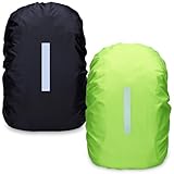 Kunoli 2 StüCk RegenhüLle Rucksack, Rucksack Regenschutz mit Reflexstreifen, Wasserfester Rucksack Cover Schulranzen Regenschutz füR Fahrradtasche, Backpack Rain Cover füR Wandern,Camping (A, S)