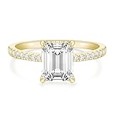 Titaniumcentral 3CT Verlobungsring Damen Gold Silber Ringe mit Zirkonia Smaragdschliff Trauringe Versprechen Ring für Frauen (Gelbgold,65 (20.7))