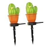 Milisten 2 Stück Solar Gartenlampen mit Wasserdichtem Design für Außenbereich Cactus LED Leuchten für Garten Terrasse und Veranstaltungen Cactus Lampen