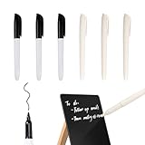 Nurila 6 Stück Kreidestifte für Tafel Abwaschbar, Kreidestift Weiß und Schwarz, Kreidestifte für Fenster, Kreidemarker Abwischbar für Fenster, Glas, Metall, Keramik, Fenstermalstifte