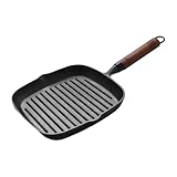 Quadratische Grillpfanne aus Gusseisen, quadratische Grillpfanne, Steakpfanne für Herdplatten, Grillplatten, V-Pfanne, antihaftbeschichteter Grill für Herd