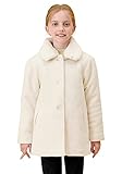 SOLOCOTE Mädchen Winter Wolle Kleid Mantel Baumwolle gesteppt Peacoat Single Breasted Pelzkragen Jacke Weiß 6 Jahre