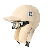 AMhomely Wintermützen für Herren mit Brille, Schirmmützen mit Ohrenklappen, Wintermütze, Baseballkappe, Thermo-Schädelmütze, winddicht, warm, Bombermützen mit verstellbaren Trägern, 01 Beige, One size