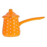 Cabilock Retro Emaille Kaffeekanne Große Türkische Kaffeekanne mit Weißen Hitzebeständig für Tee Milch für Zuhause Cafés und Restaurants