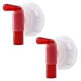 2 Stk Auslaufhahn Dosierhahn DIN61 - Auslaufhahn/Dosierhahn Für 15-60 Liter Kanister - Kanister Zapfhahn Weiß-Rot(DIN 61 Gewinde Kanister)