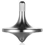 Umweltschutz Edelstahl Metall Kreisel, Anti-Schwerkraft perfekt ausbalanciertes zartes Tischspielzeug, leichtes drehen glatt Schleudern Schleuderzeit über 6 Minuten (L/Silber)