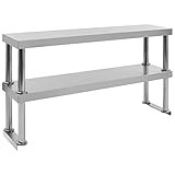 CIADAZ 2-stufiger Arbeitstisch-Aufsatz 120 x 30 x 65 cm Edelstahl, Edelstahltisch, Grilltisch Outdoor, Outdoorküche Wetterfest, Stainless Steel Cutting Board, Grill Beistelltisch Edelstahl