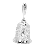 TEHAUX Kleine Handglocke aus Umweltfreundlichem Zinklegierungs Metall Leichte Klingelnde Dekoration für Schule Restaurant Party Festliche Tisch Wohnraumgestaltung Silberfarben