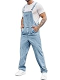 Runcati Herren Denim Latzhose Jeans Arbeitshose Sommer Streetwear Jeanshose Casual Verstellbare Träger Jumpsuit Blau, L