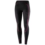 BRUBECK Damen Motorradunterwäsche | Lange Enge Funktionsunterwäsche Hose | Funktionshose Motorrad | Leggings atmungsaktiv kühlend | Motocross | Enduro | Gr. M | Schwarz - Amarant | LE12470