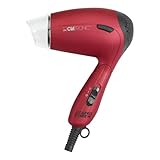 Clatronic® kompakter Haartrockner inkl. praktischer Klarsichttasche | Hair Dryer mit Klappgriff & 2 Leistungsstufen | Haarföhn mit Volumen-Diffusor & 360° drehbarer Formdüse | 1200W | HTD 3429 rot